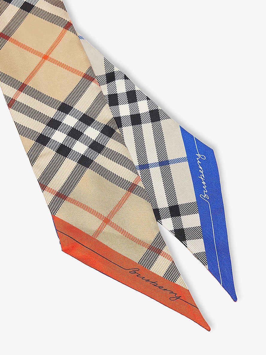 Rectangular check-pattern silk scarf - 2