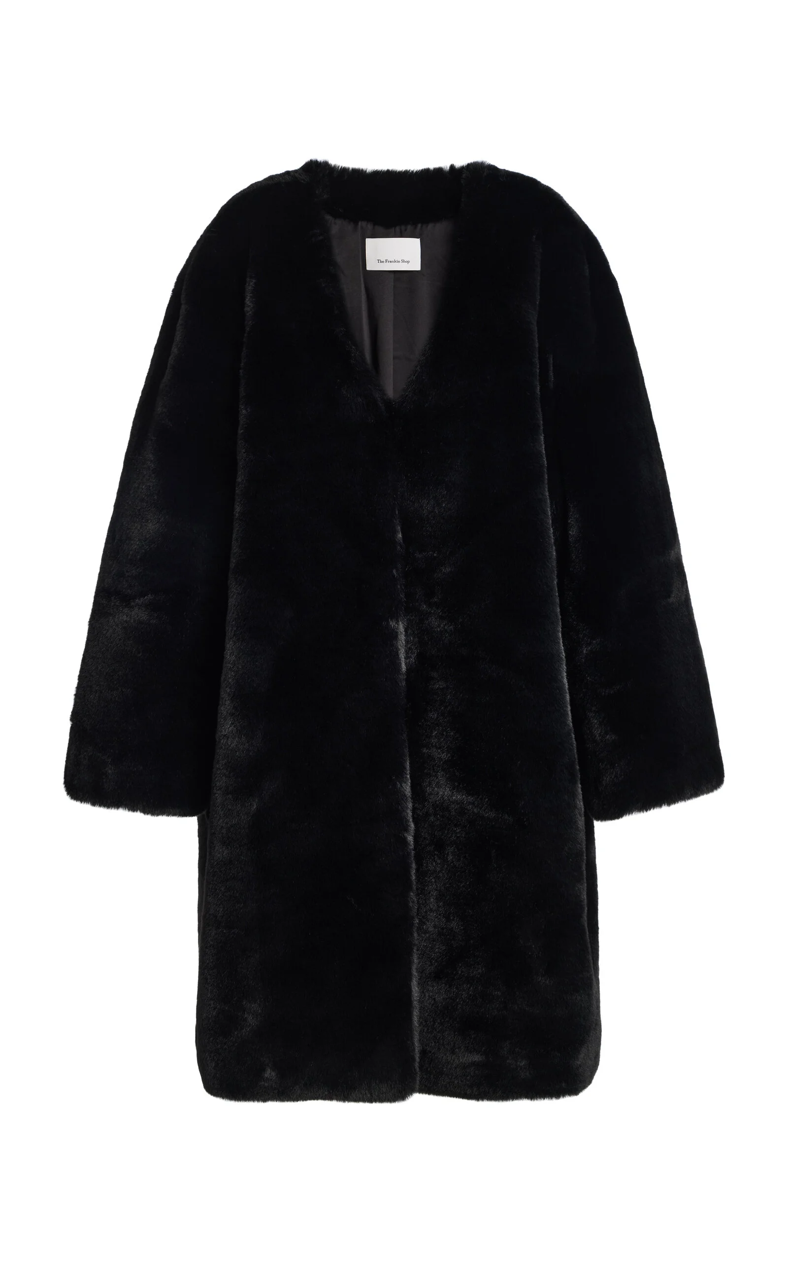 Matera Collarless Faux Fur Coat black - 1