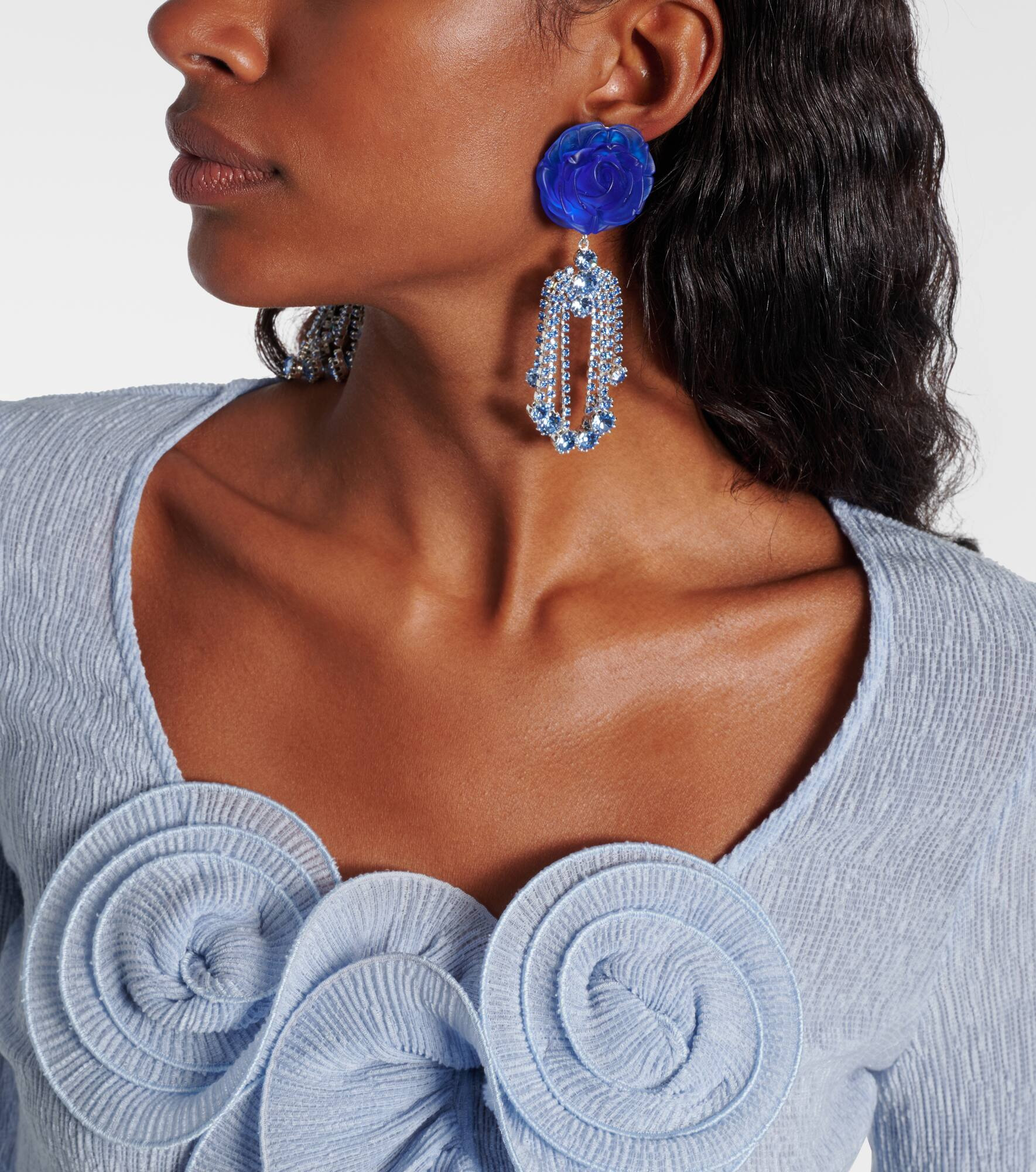 Embellished floral drop earrings - 3
