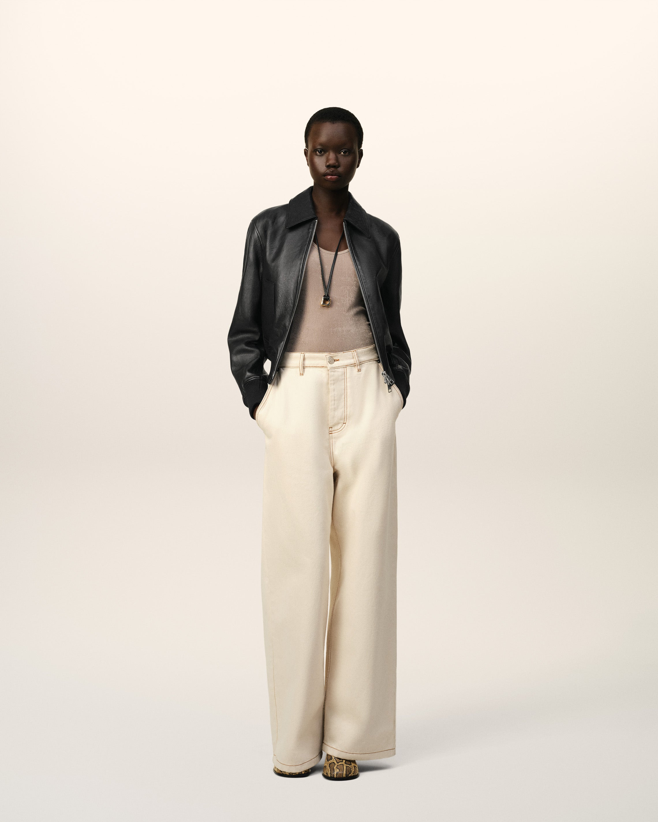 LEATHER ZIPPED JACKET - 3