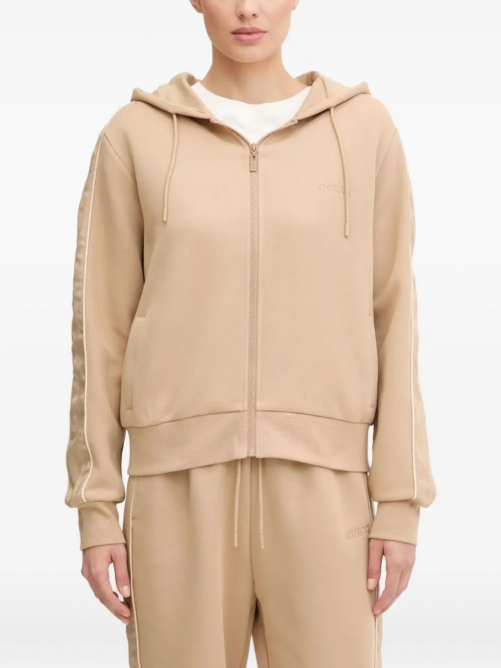 zip-up panelled hoodie - 1