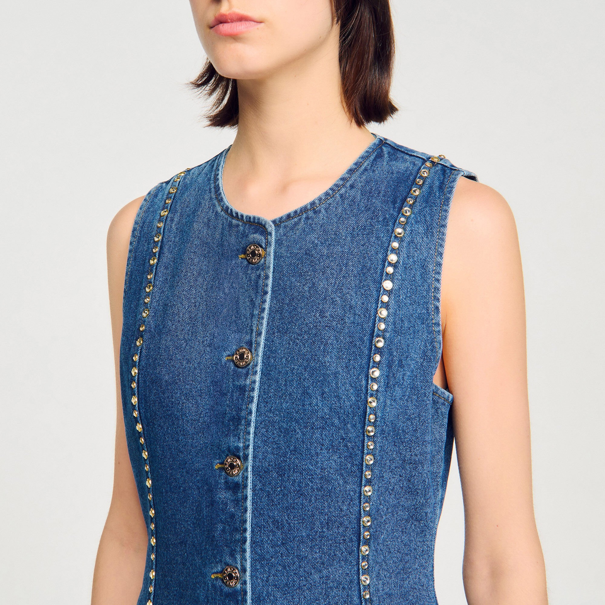 RHINESTONE DENIM TOP - 3