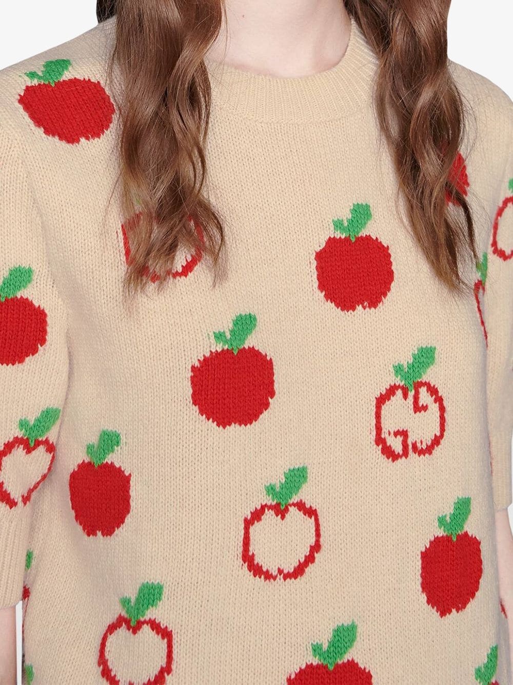 GG apple jacquard crew neck jumper - 5