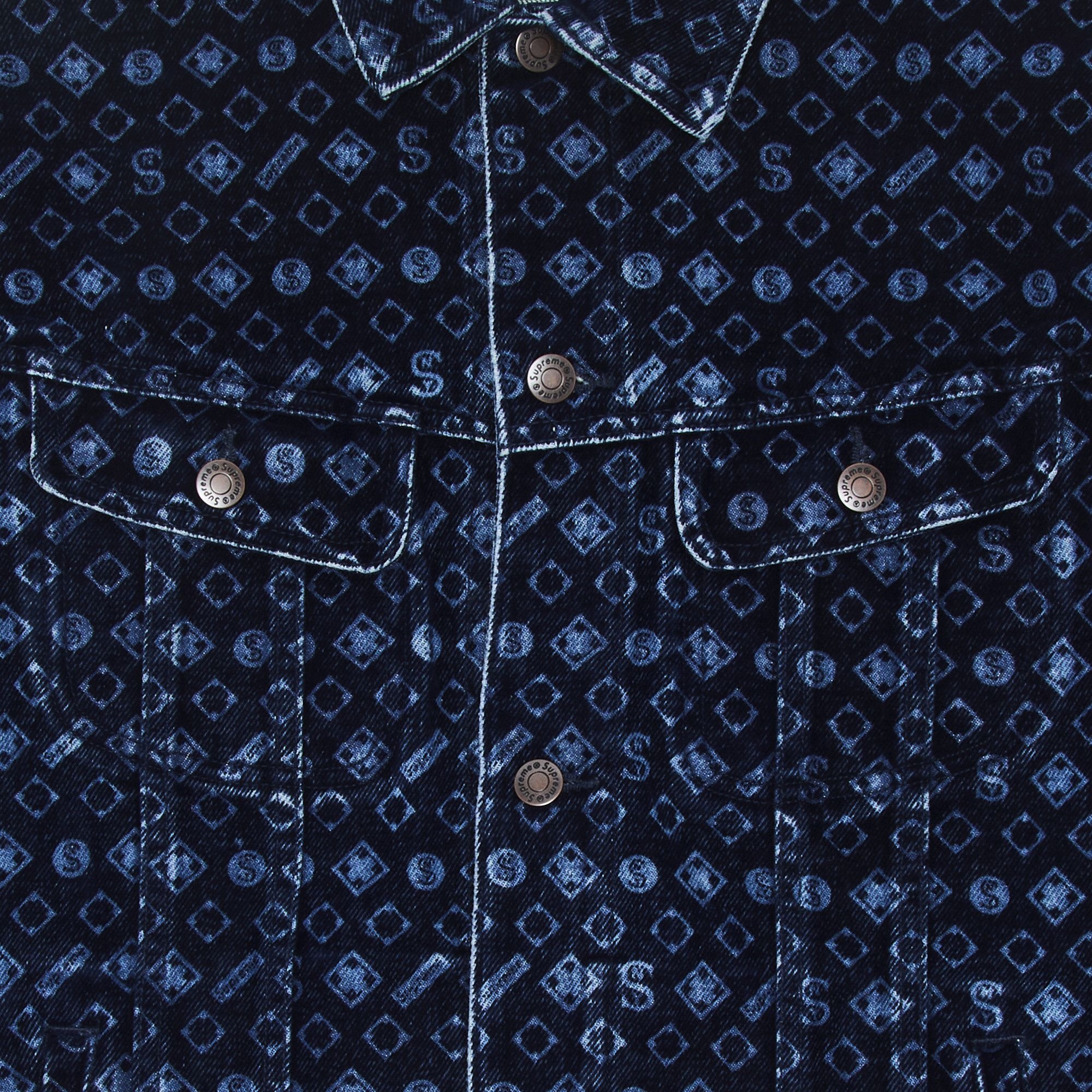 Supreme Flocked Denim Trucker Jacket 'Blue' - 3