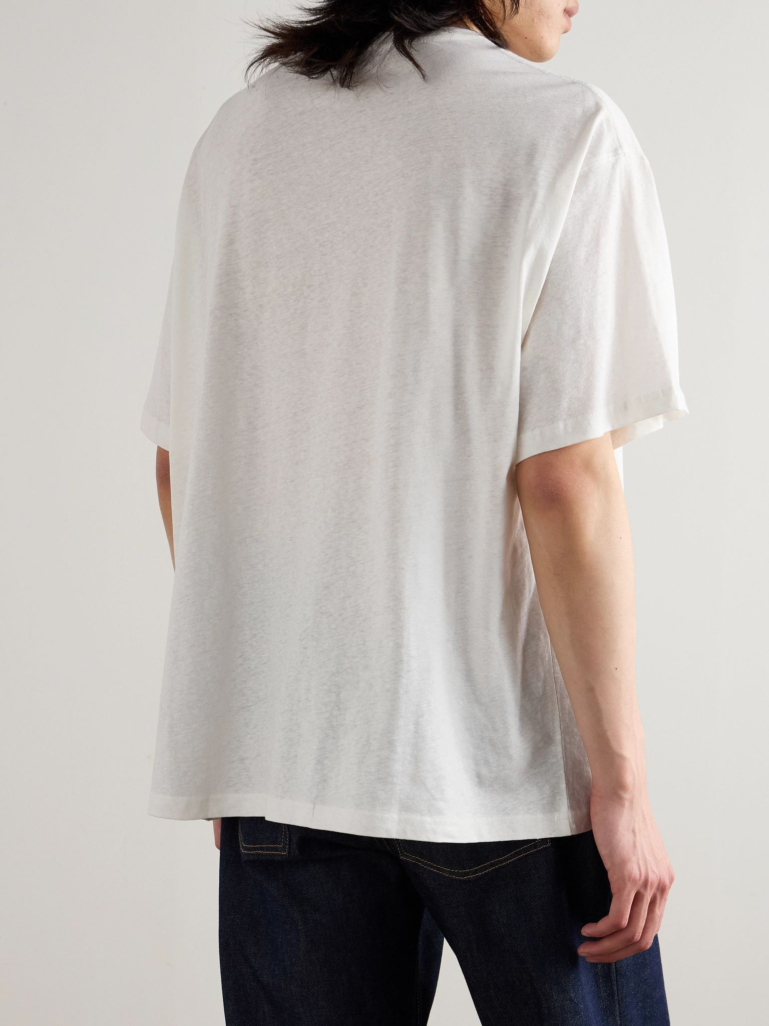 Oversized Logo-Print Cotton and Hemp-Blend Jersey T-Shirt White - 4
