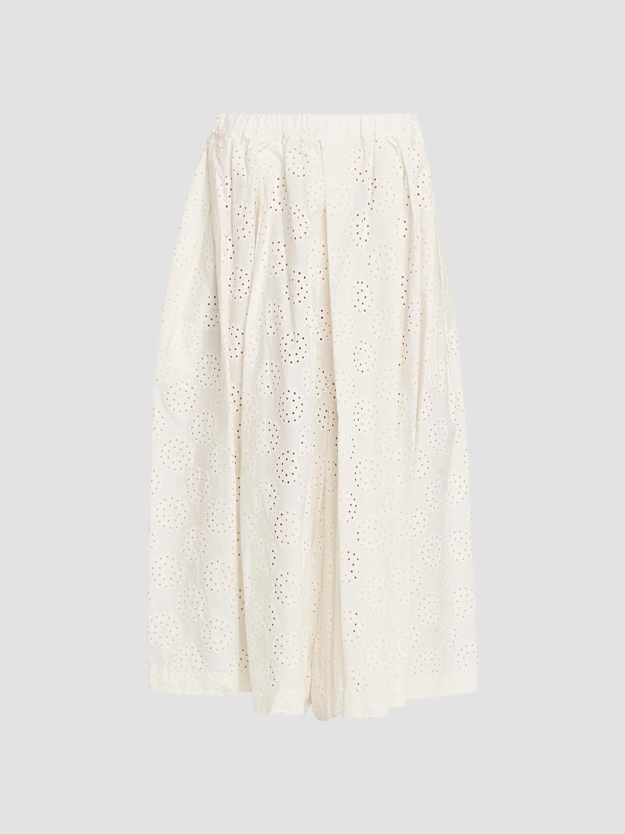 Women's Pleated Cotton Wide-Leg Pants - Off White - 1