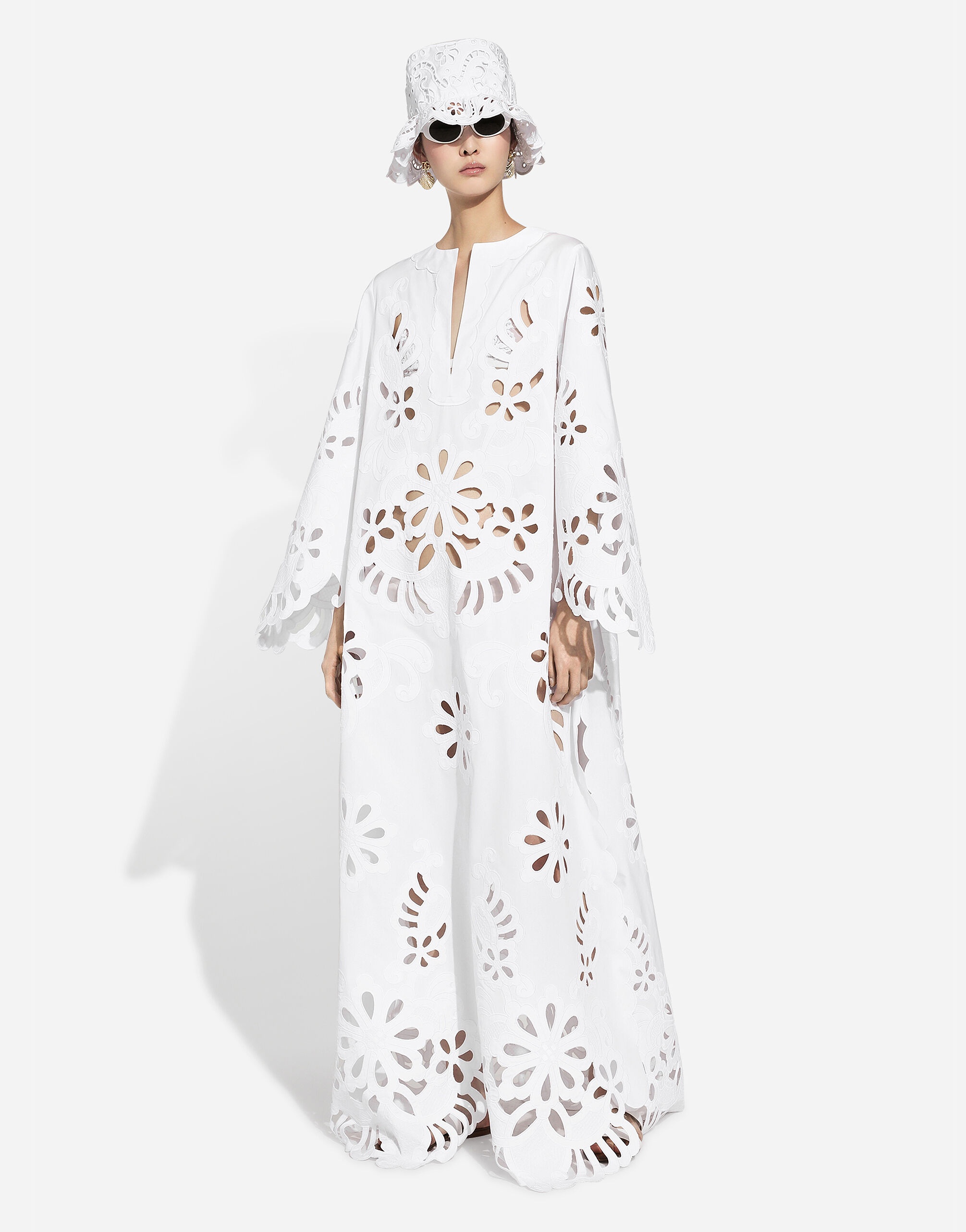 Long cotton caftan with cut-out detailing - 7
