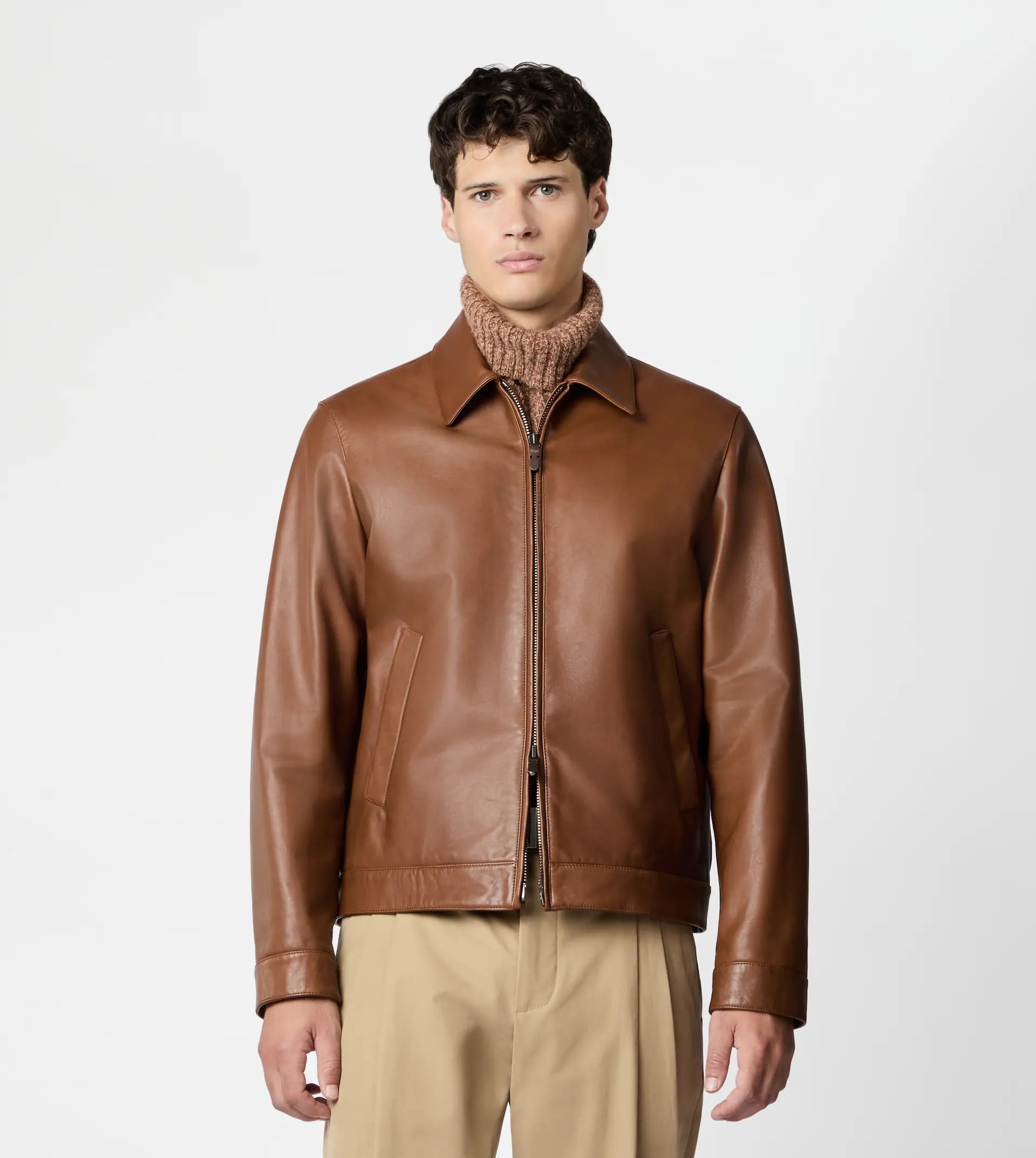 SHIRT JACKET IN LEATHER - BROWN - 6