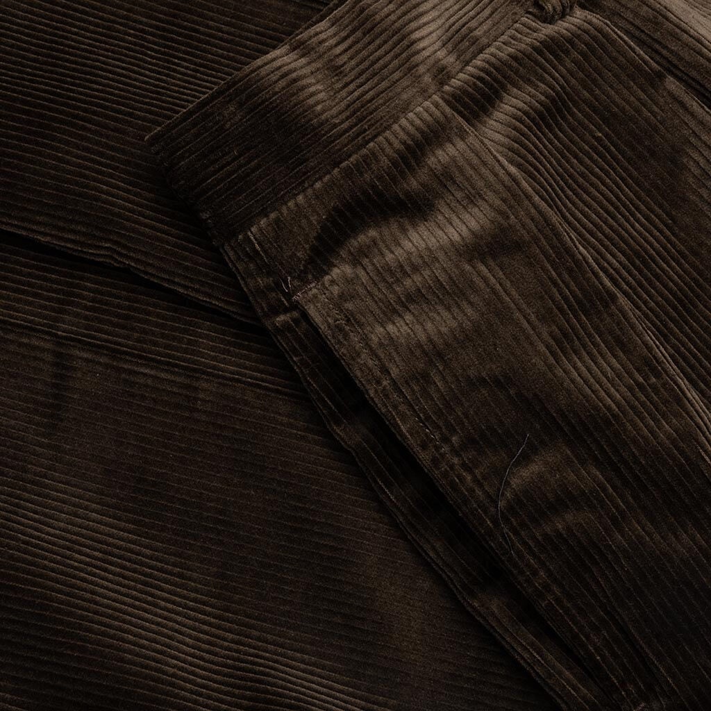 DOUBLE PLEATED CORDUROY TROUSERS - BROWN - 4