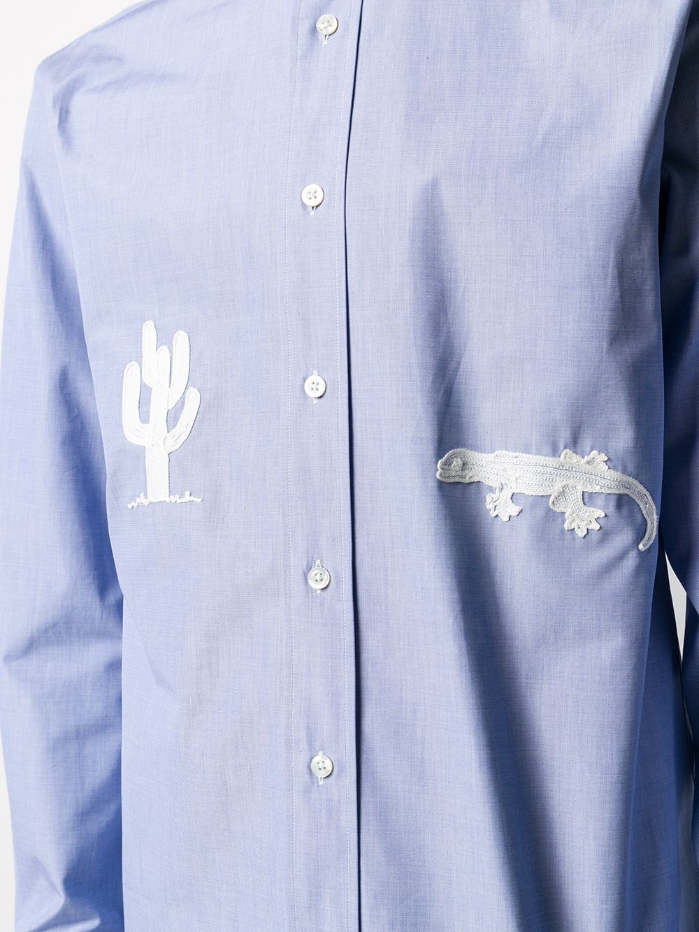 embroidered collarless shirt - 5