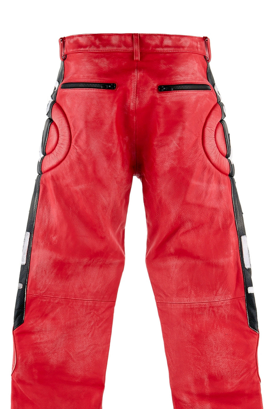 LEATHER PANTS/RACER / RED - 5