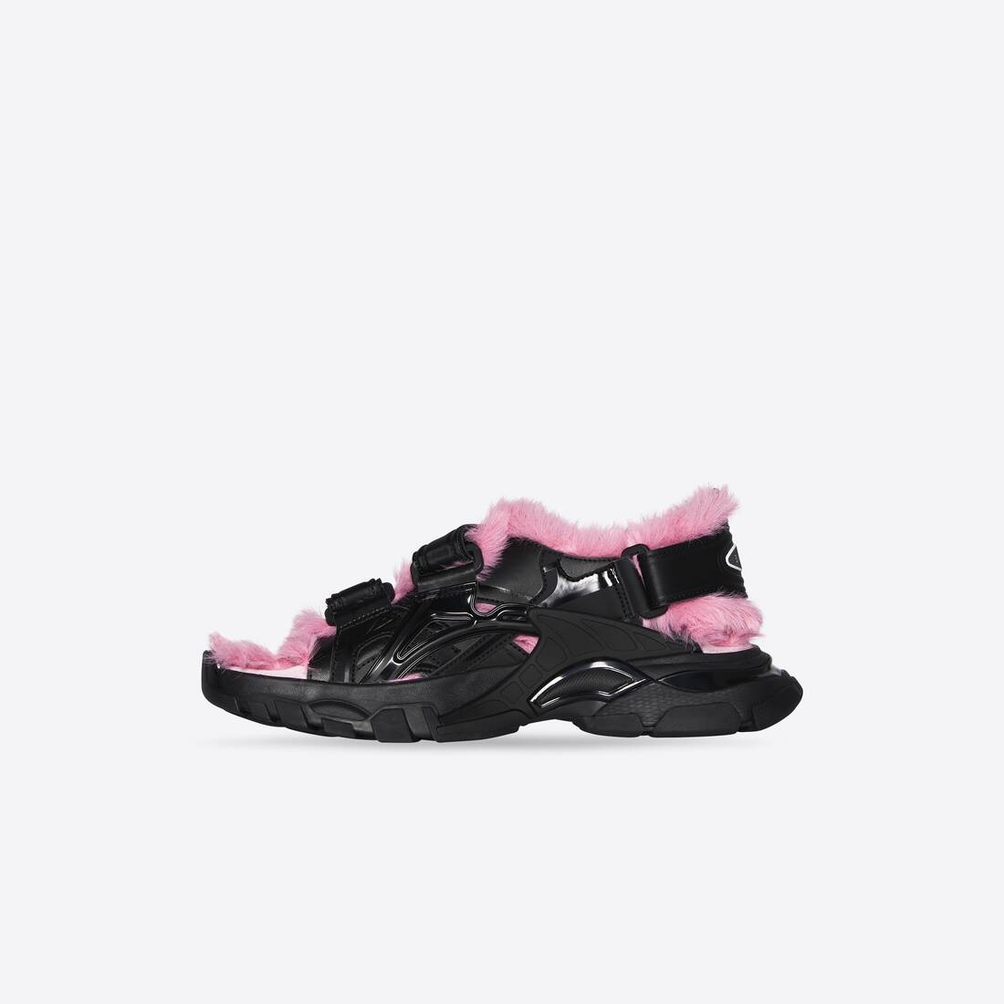 Women's Track Sandal Fake Fur in Black - 4