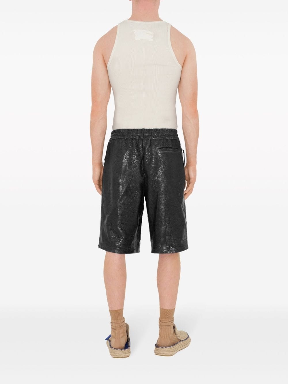 grained-effect leather shorts - 4