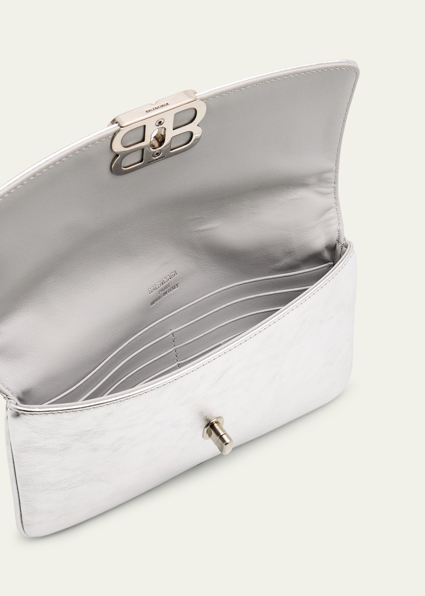 BB Soft Metallic Leather Wallet on Chain - 4