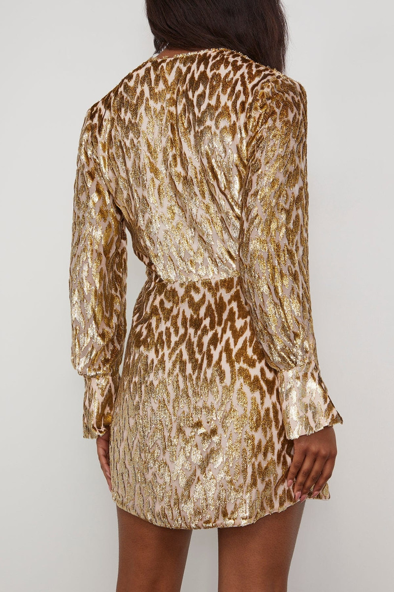 Camryn Long Sleeve Mini Dress in Gold 4