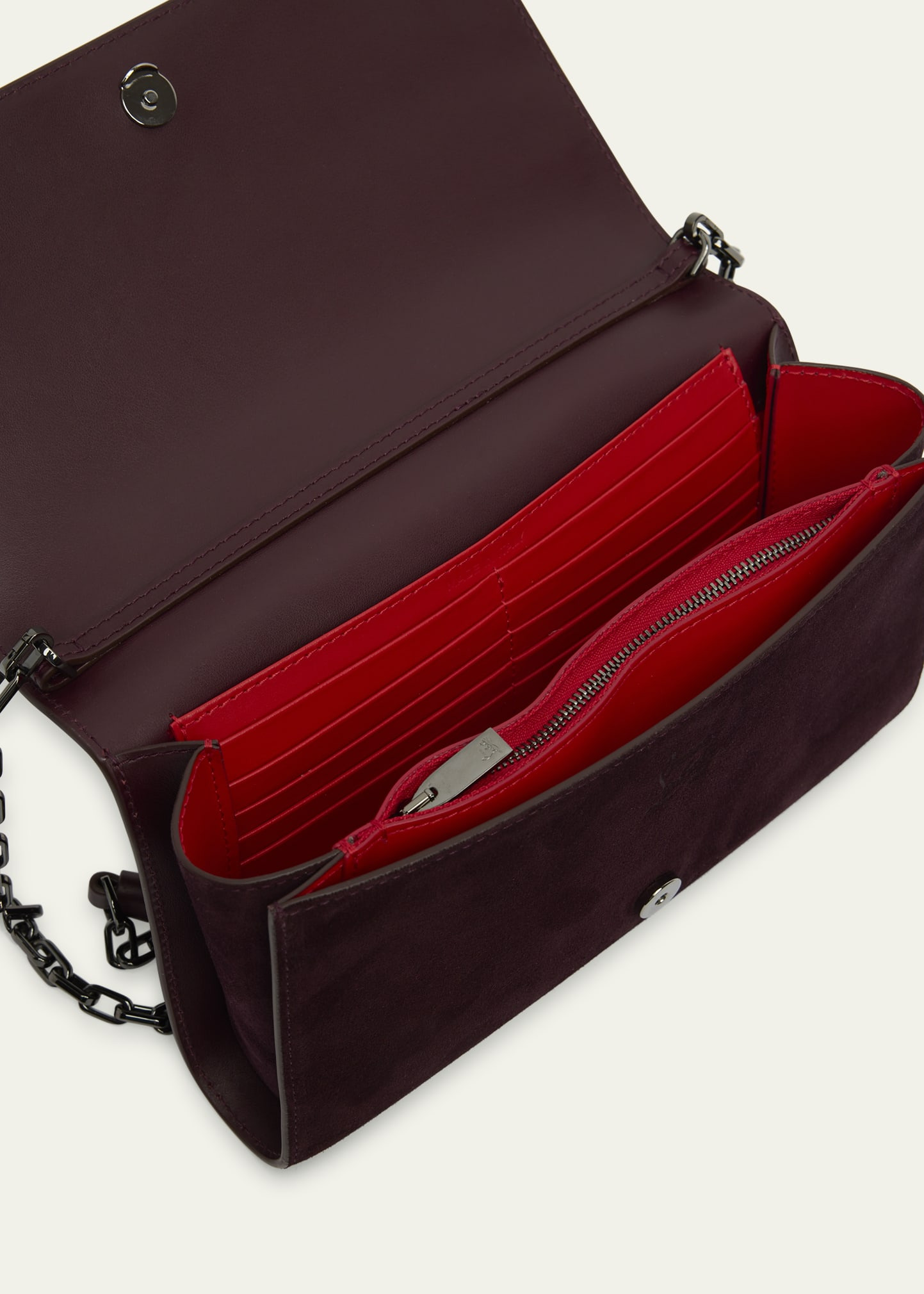Paloma Clutch Bag in Suede with Loubinthesky Spikes - 3