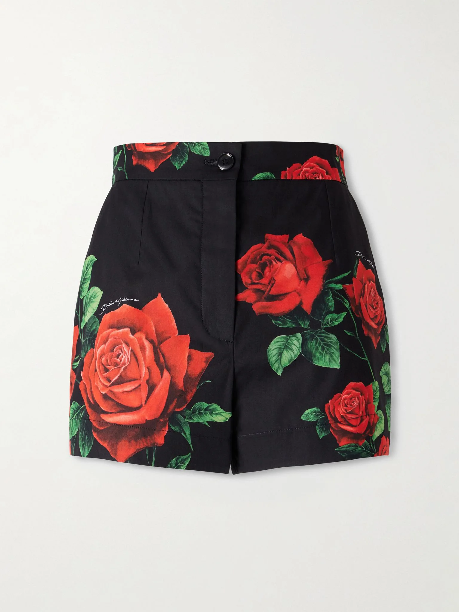 Floral-print cotton-poplin shorts Black - 1