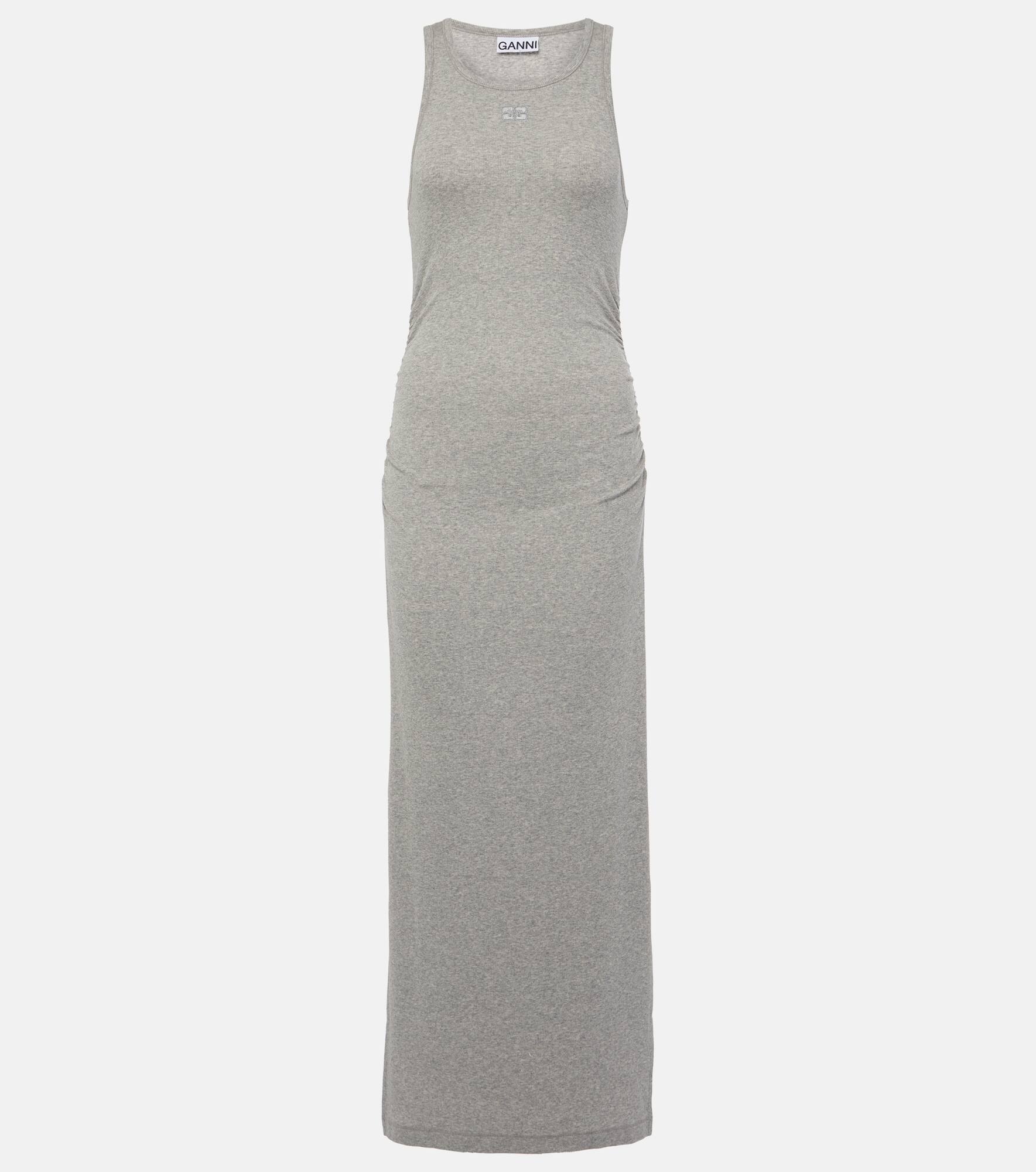 Ribbed-knit cotton-blend midi dress - 1