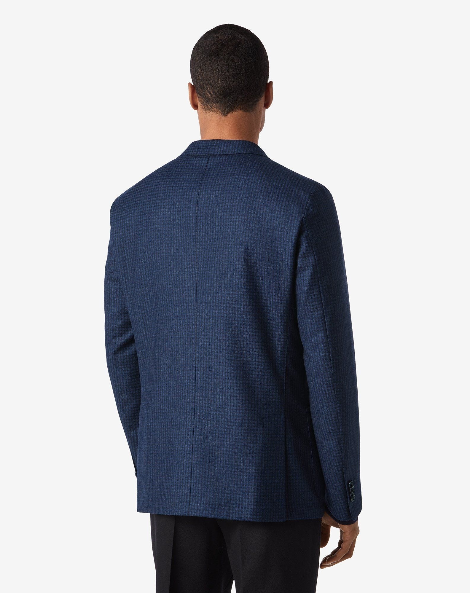Blue 2-button wool jacket with micro-patterns - 4