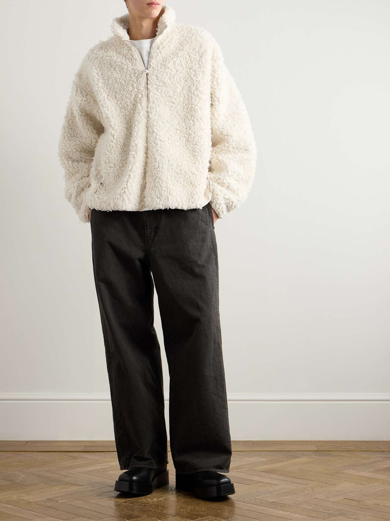 Jil Sander Leather-Trimmed Cotton-Fleece Jacket outlook