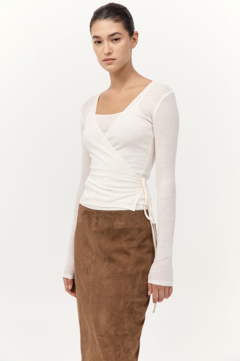 Baby Wool Wrap Top - Off White - 4