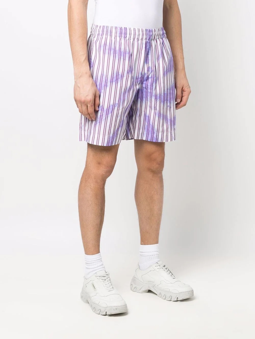 tie-dye print striped shorts - 3