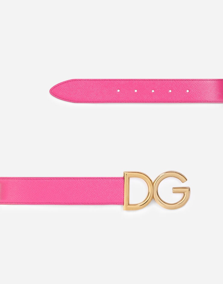 Reversible dauphine calfskin belt with DG logo - 2