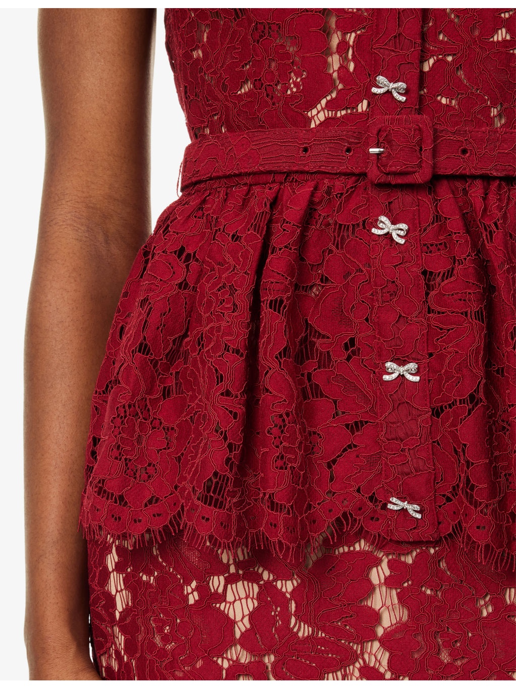 Lace Peplum Woven Midi Dress - 6