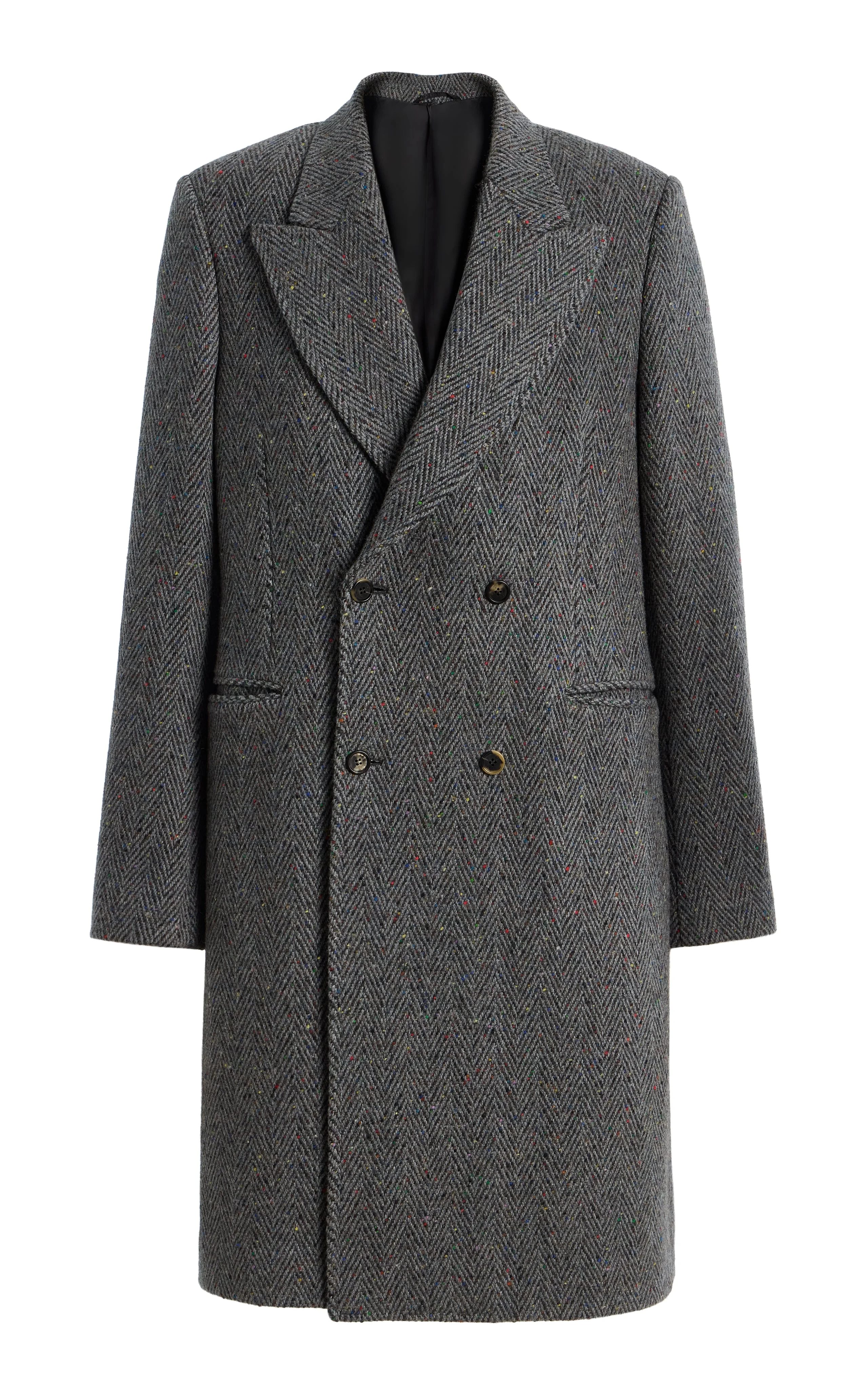 Mcaffrey Coat in Charcoal Multi Cashmere Wool Herringbone - 1