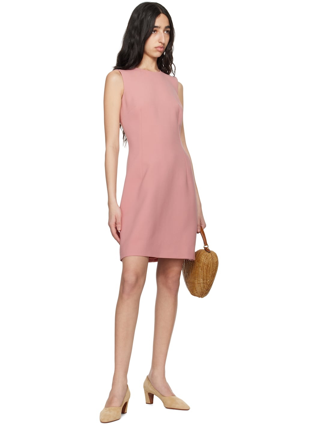 Pink Wool Crepe Fit & Flare Minidress - 4