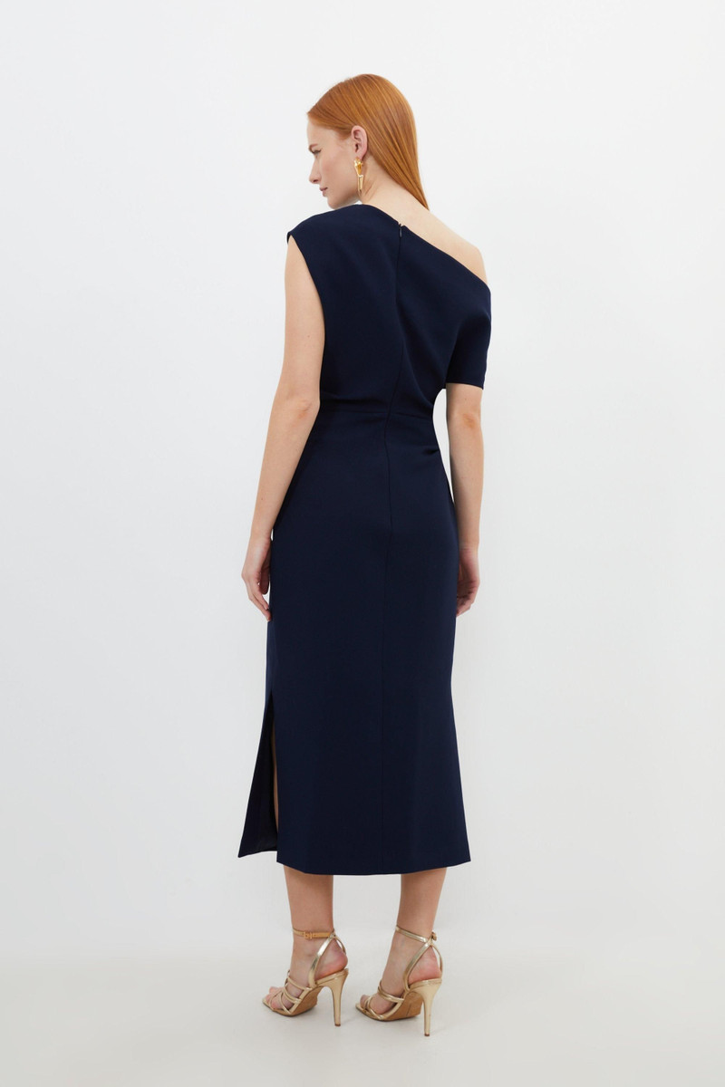 Compact Stretch Drop Shoulder Tailored Midi Dress 5