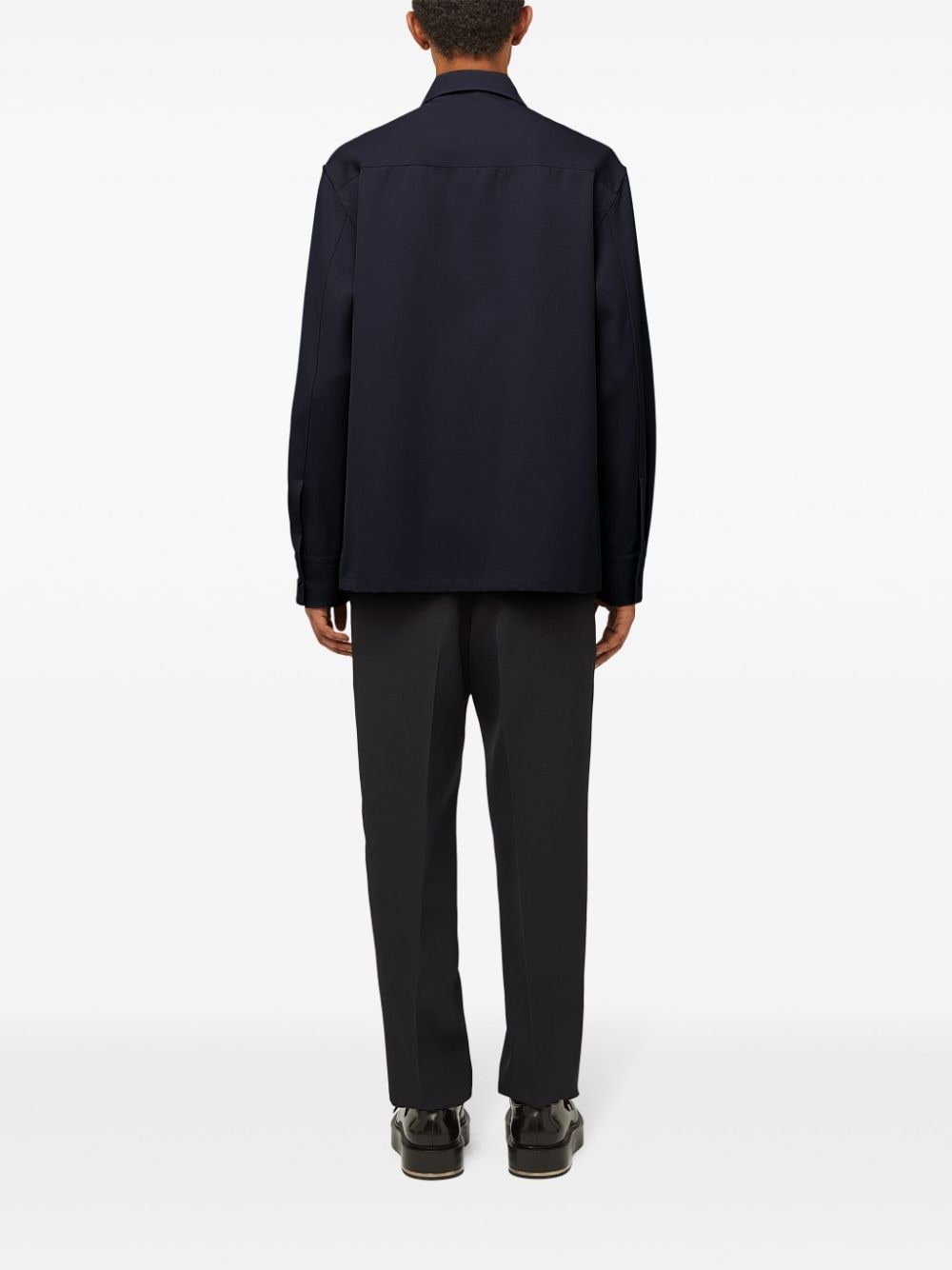 zip-up wool shirt - 3