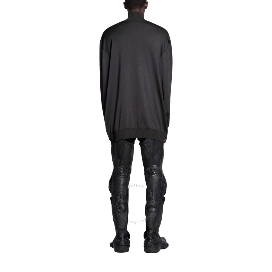 Balenciaga Men's Black BB Oversized High-Neck Sweater, Brand Size 1 (Small) - 2