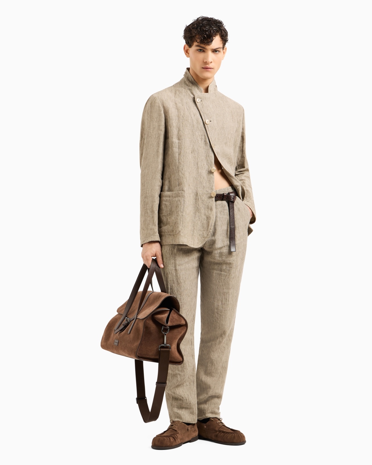 CRÊPE-EFFECT FADED LINEN TROUSERS WITH PLEATS - 2