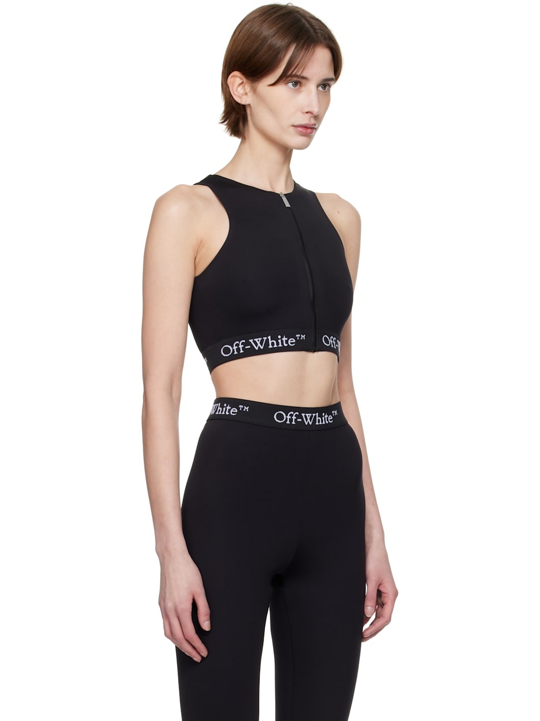 Black Logo Band Zip Rowing Sport Top - 2