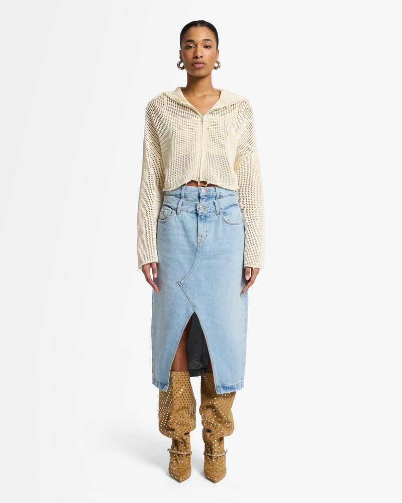 7 For All Mankind Double Waist Skirt in Bleach outlook