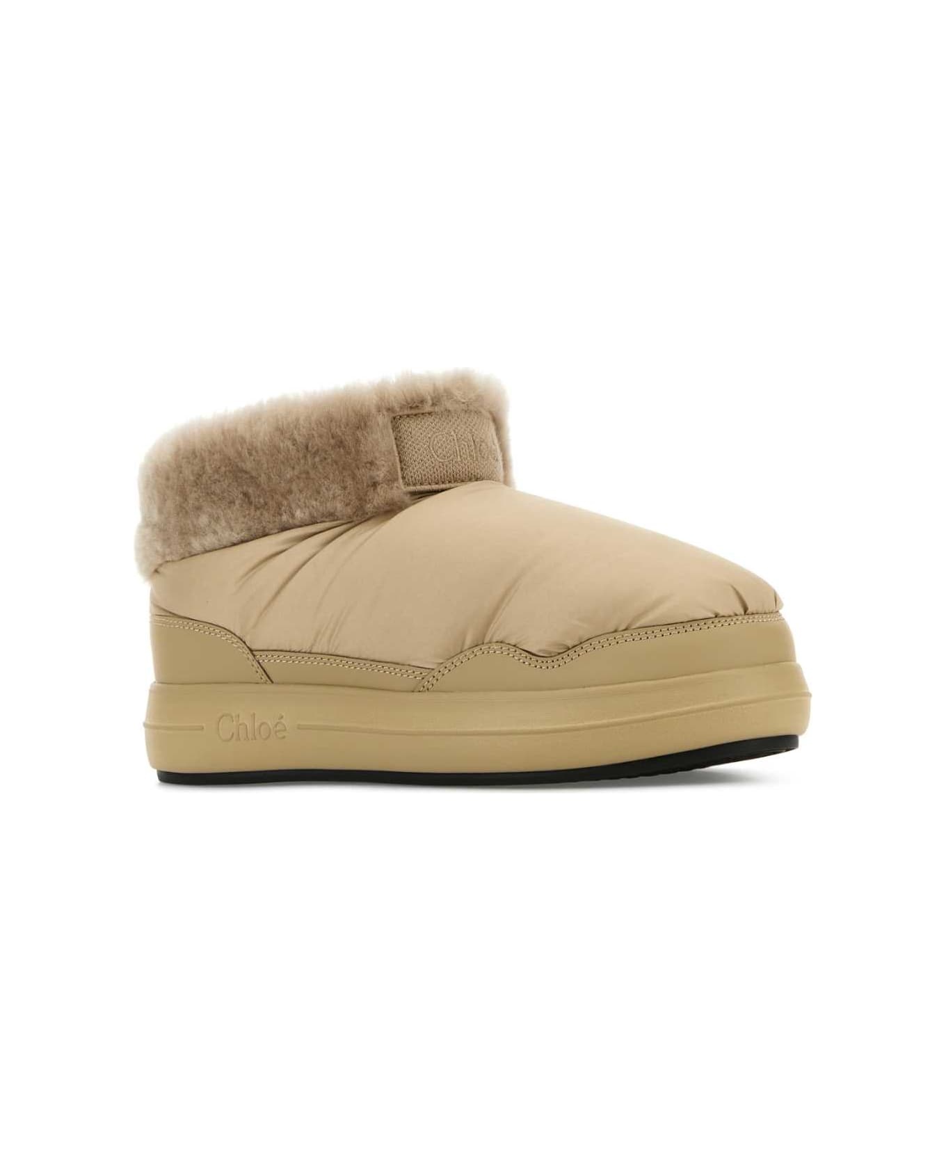 Beige Fabric Ankle Boots - 2