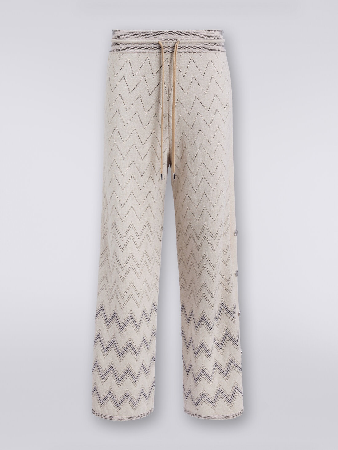Wool and viscose joggers with zigzag pattern and lurex - 1