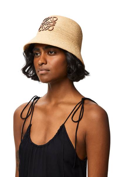 Loewe Bucket hat in raffia and calfskin outlook