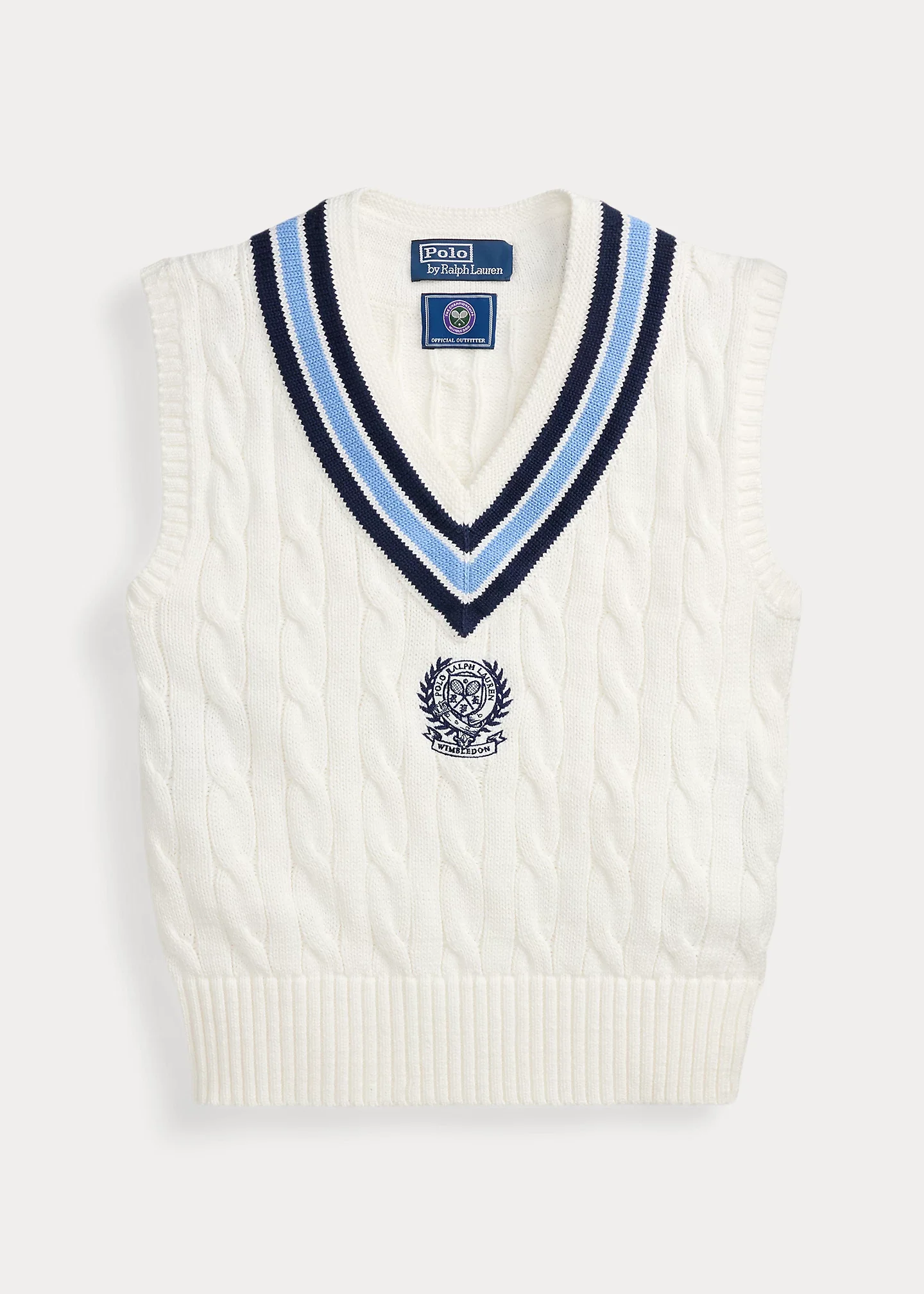 Wimbledon Cable-Knit Cotton Vest - 1