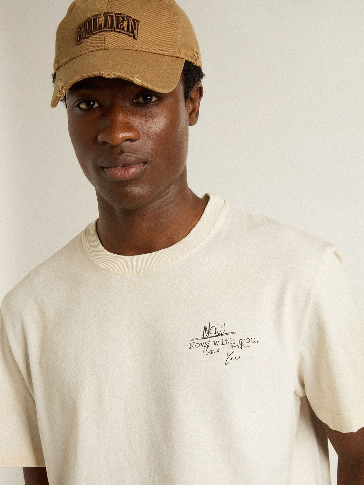 Men's T-shirt with print on the chest and on the back with a lived-in effect - 5