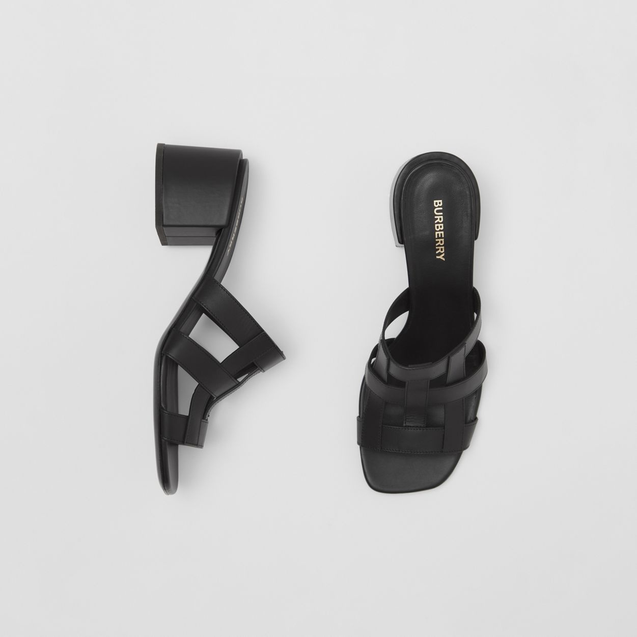 Latticed Leather Sandals - 3