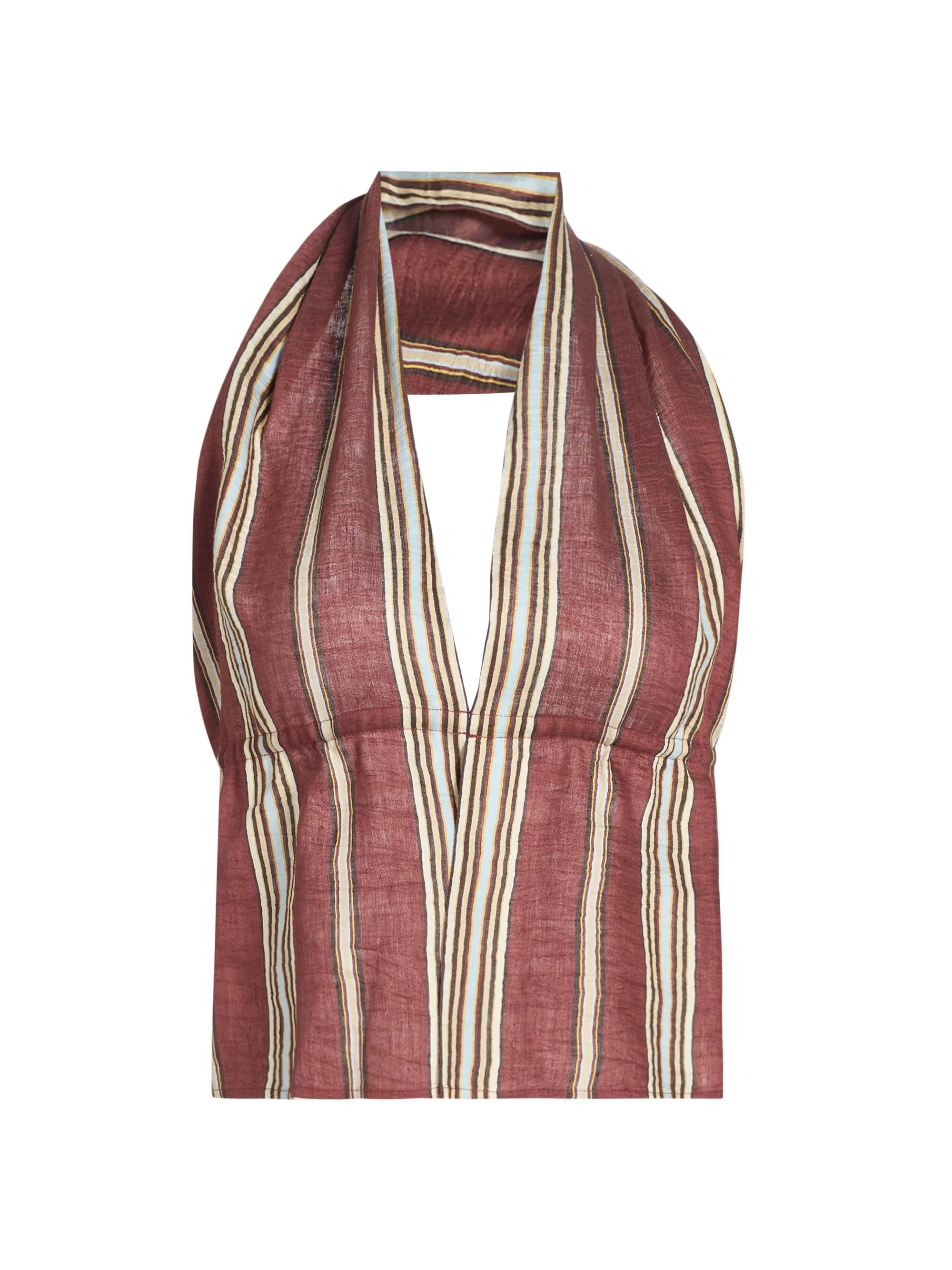 A. L.C. Women's Kaia Striped Linen-Blend Halterneck Top - Brunette Multi - 1