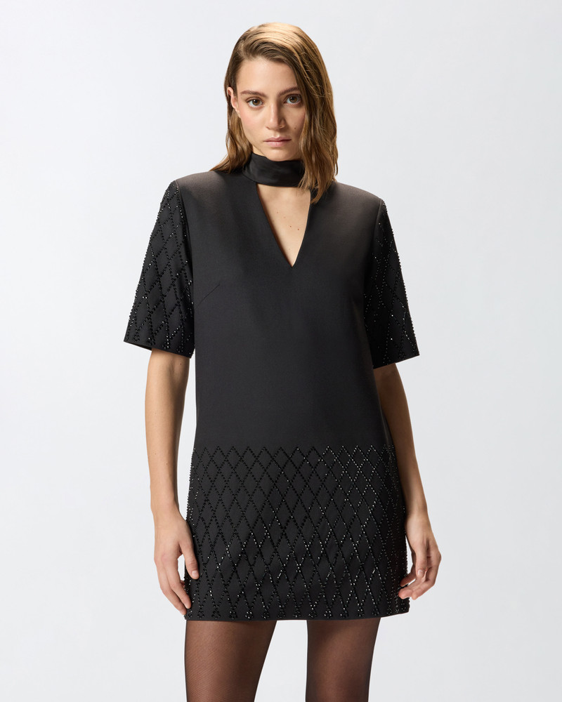 PINKO T-SHIRT-STYLE DRESS WITH RHINESTONES outlook