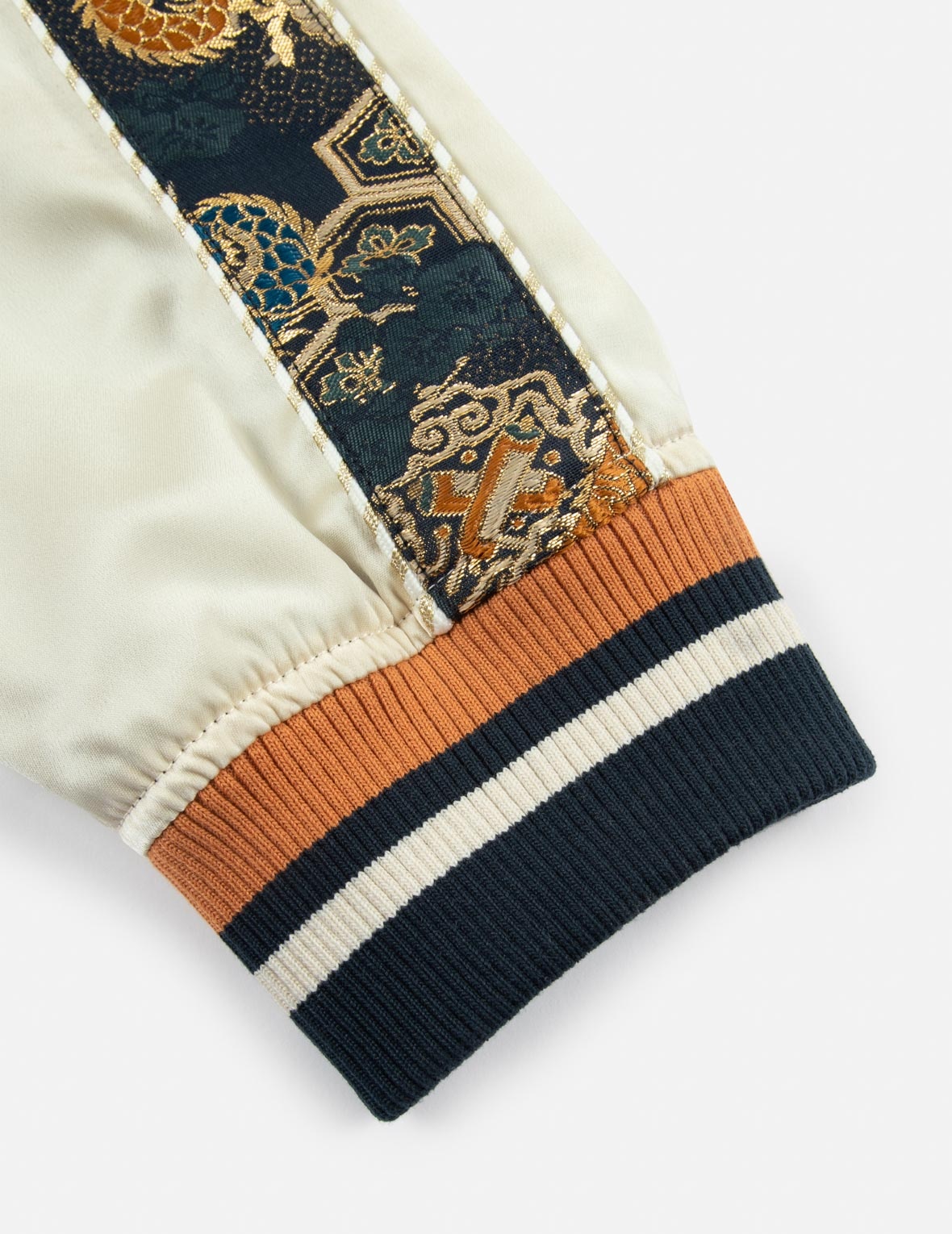 LOGO EMBROIDERY BROCADE FABRIC-BLOCKING LOOSE FIT JACKET - 8