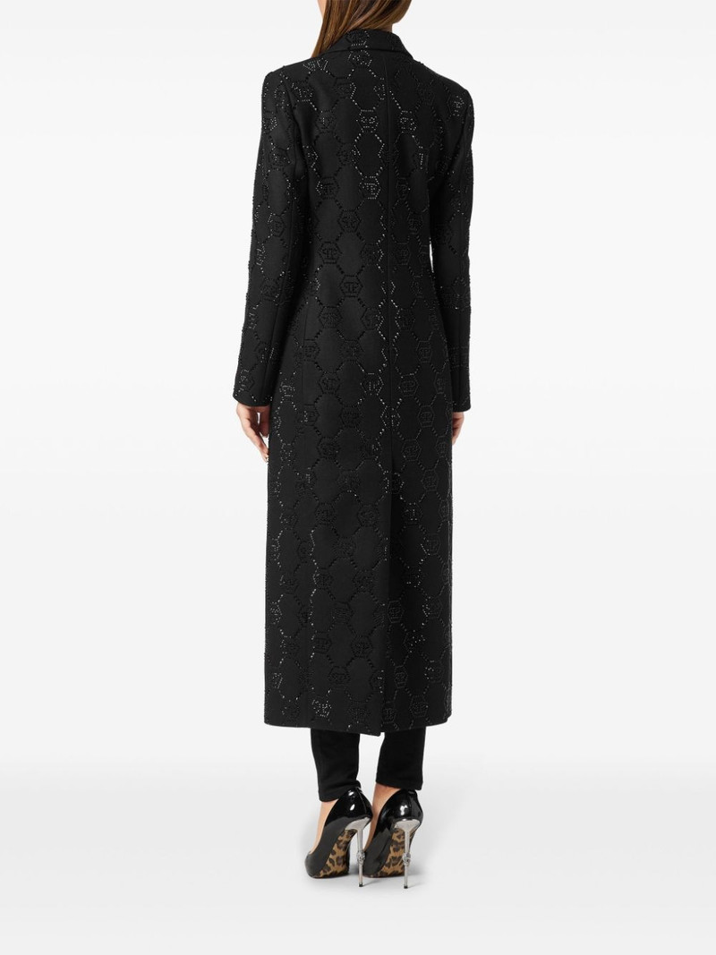 monogram crystal double-breasted coat 4