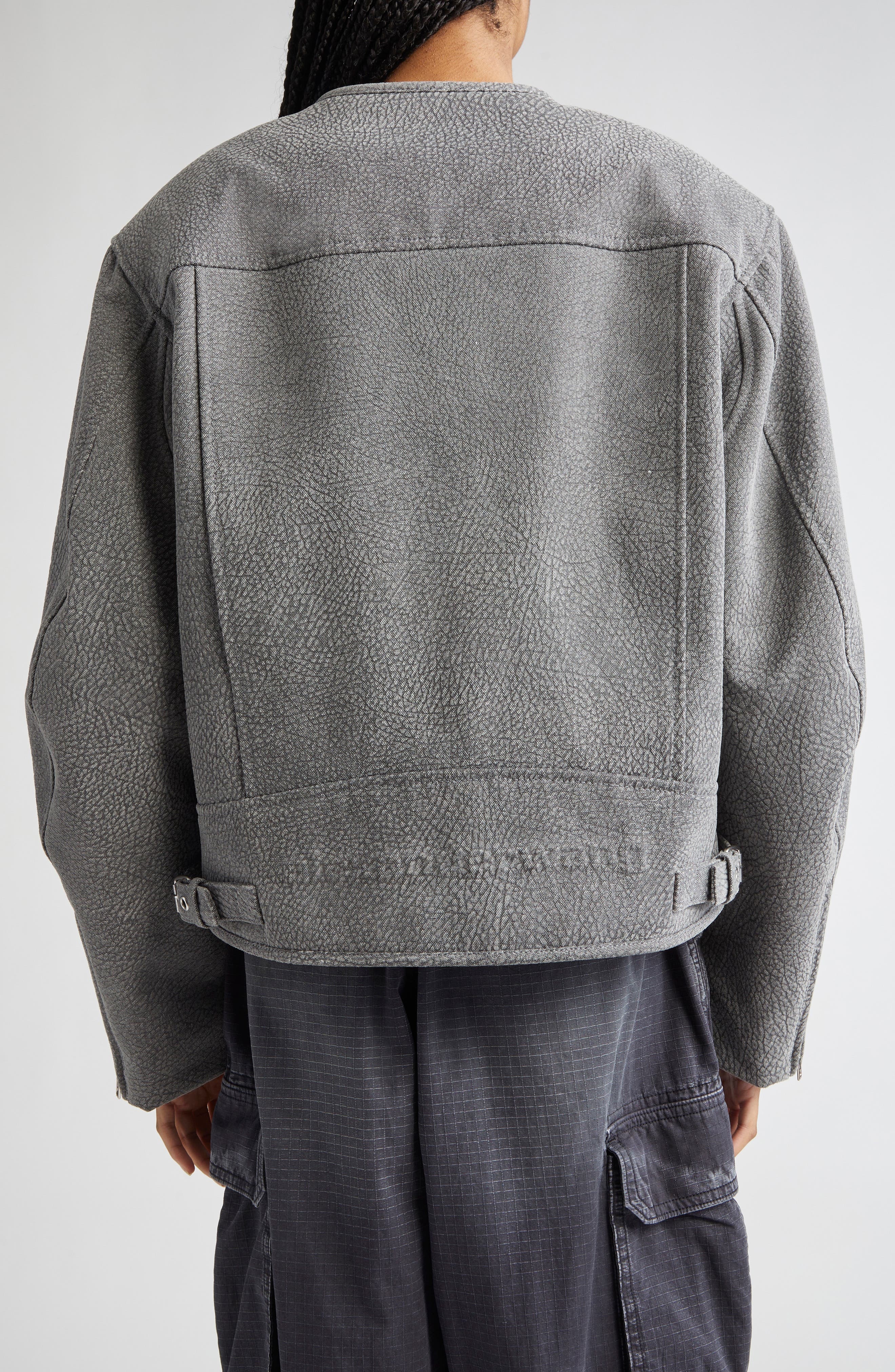 Alexander Wang Boxy Cotton Moto Jacket in Grey at Nordstrom - 3