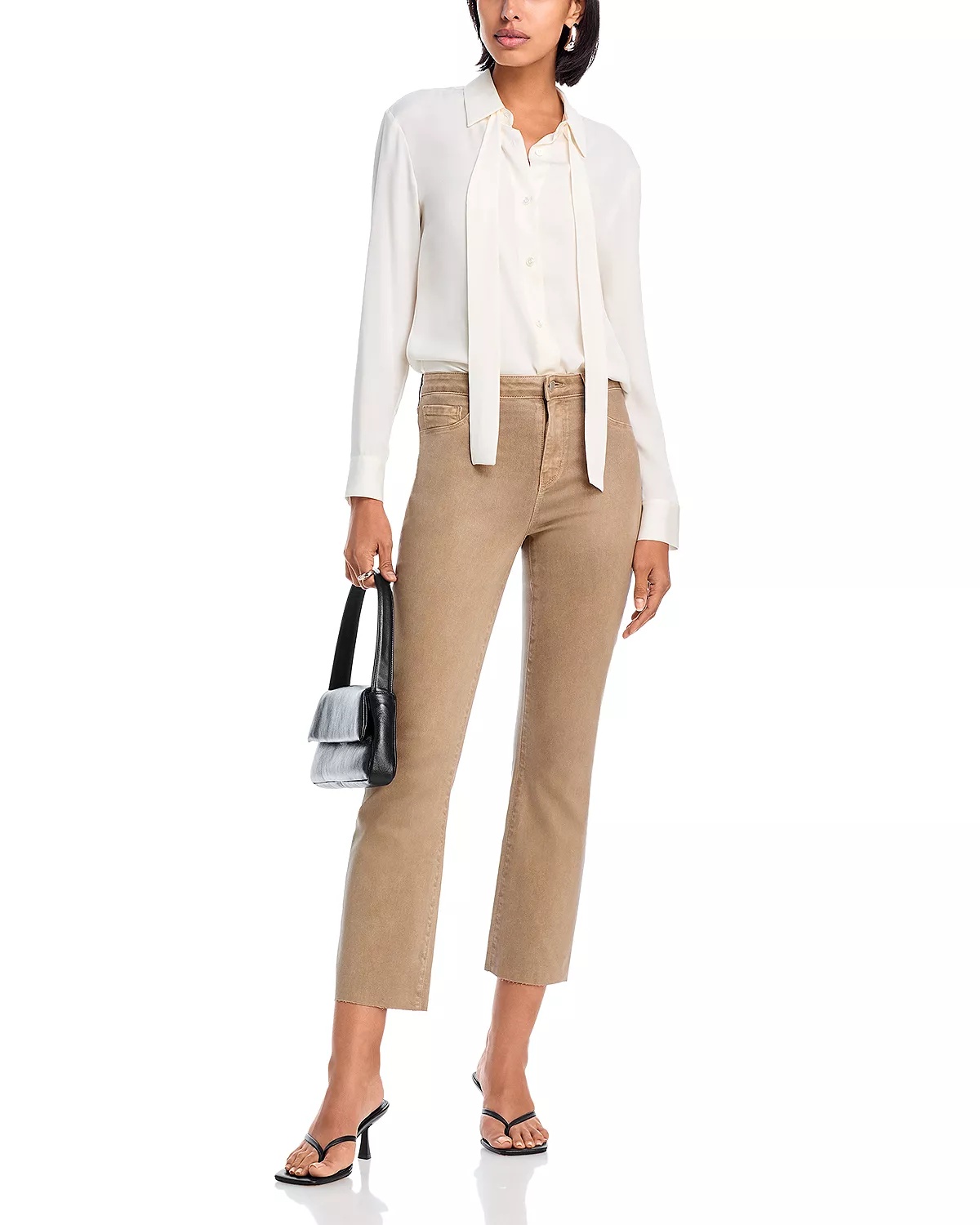 Kendra High Rise Cropped Flared Jeans in Rye Coated - 2