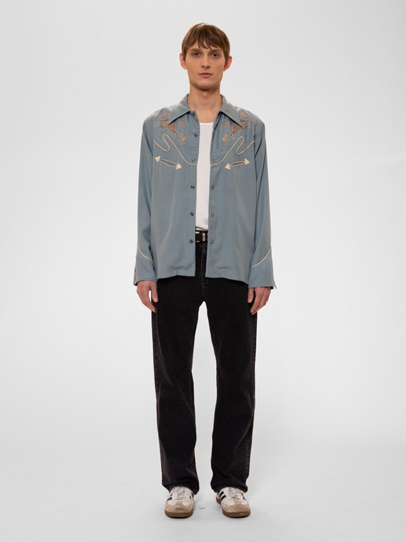 Nudie Jeans Gonzo Western Shirt Skyblue outlook
