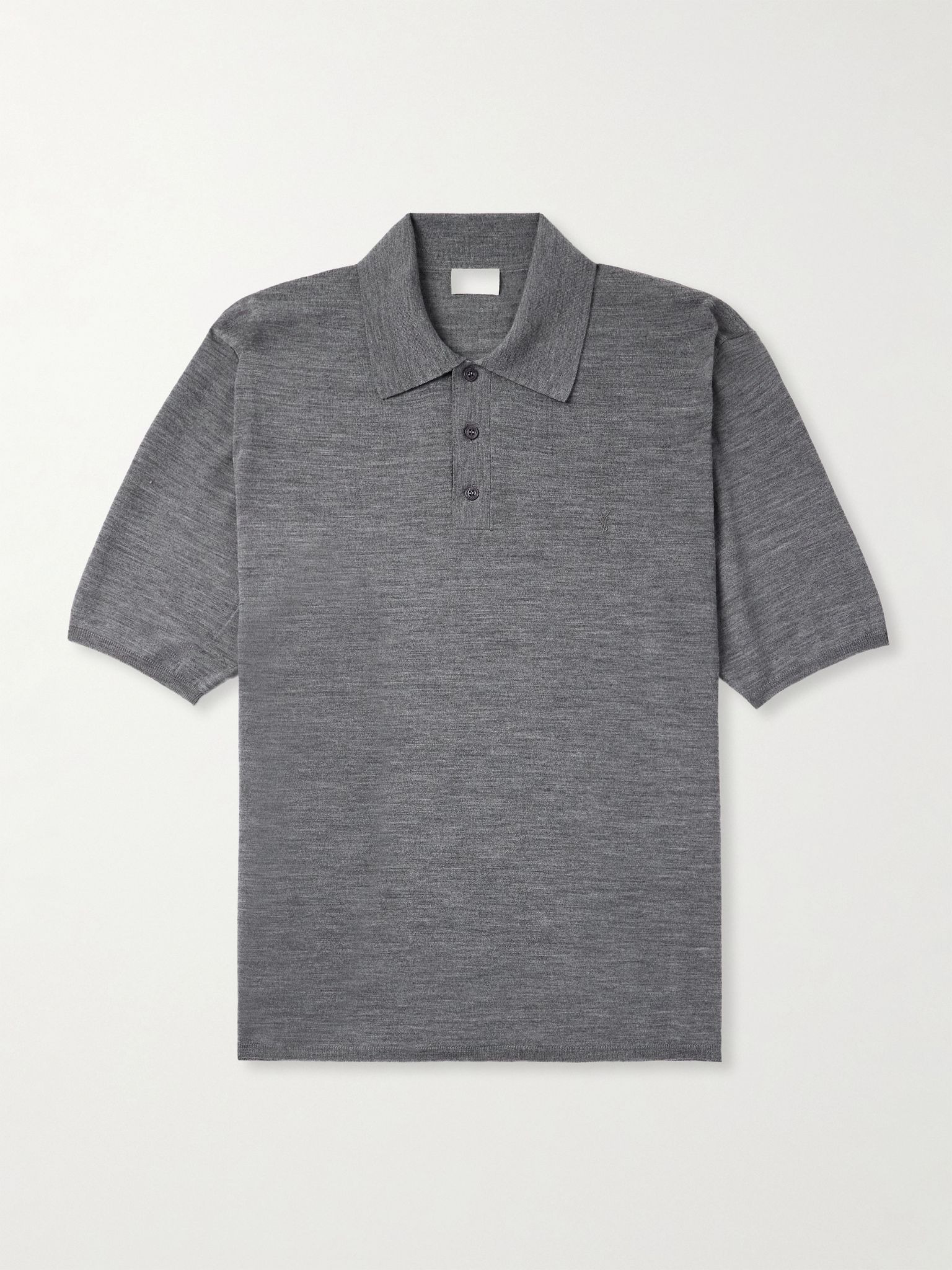 Cassandre Logo-Embroidered Wool Polo Shirt Gray - 1